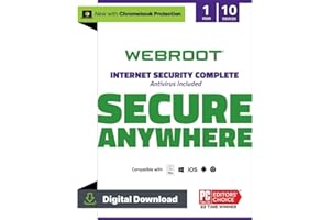 WEBROOT Internet Security Complete 2024 | Gestor de contraseñas, optimizador de rendimiento, copia en cloud | 10 dispositivos | 1 año | Mac/Windows/iOS/Android/Chrome | Código de activación por email
