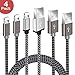 Produktbild BECASO 4 * 1.5M (2*Grau+2*Silber) Nylon Lange USB Kabel für lPhone XS Max XR X 8 7 SE 6S 6 5 5C 5S Plus Pad Mini Air Pro