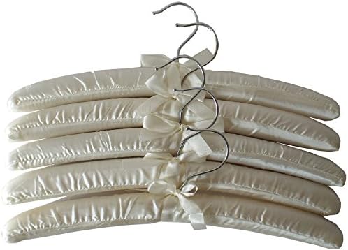 Weedoo Luxury Ivory Satin Padded Coat Hanger for Dress Suit Skirt Coat Bridal Wedding (10)