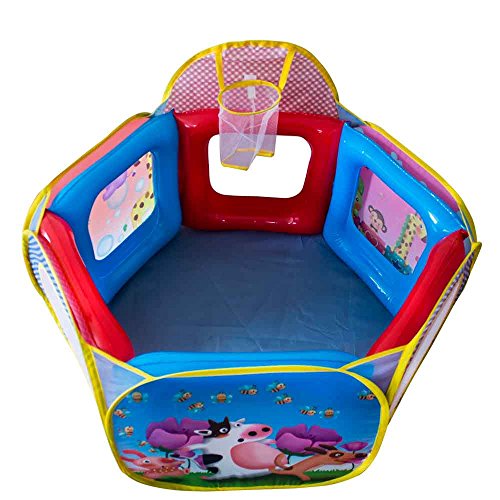 deAO Colourful Pop Up Baby Playpen Activity Ball Pit with Ball Hoop and Optional Inflatable Inner Lining