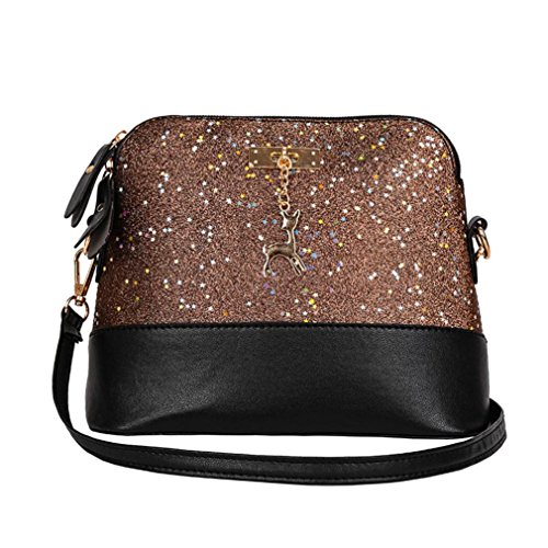 Preisvergleich Produktbild TUDUZ Damen Leder Crossbody Tasche Pailletten Kleine Hirsch Umhängetaschen Messenger Tasche