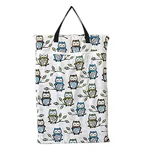 Large Hanging Wet/dry Cloth Diaper Pail Bag for Reusable Diapers or Laundry (Owl&tree)