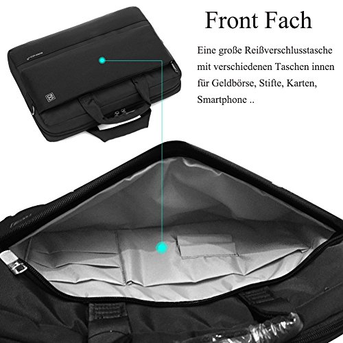 BRINCH 15,6 Zoll Nylon Gewebe leicht Laptoptasche Umhängetasche Business Tasche Schultertasche Henkeltasche mit Fronttasche und Trageriemen für 15 – 15,6 Zoll Laptop / Notebook / MacBook / Ultrabook / Chromebook / Tablet Computer,Schwarz - 2