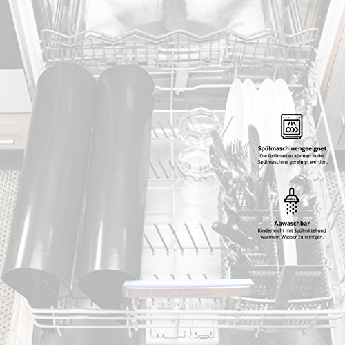 Premium Grillmatten (3er Set) bis 300°C – inklusive Backpinsel – aus hochwertigem Silikon mit Teflon Antihaftbeschichtung – Grillmatte in XXL-Größe 50x40cm – 0,25mm dick – geeignet für jede Art von Grill & Backofen - 4