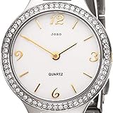 JOBO Damen Armbanduhr Quarz Analog Edelstahl bicolor Swarovski-Elements Damenuhr