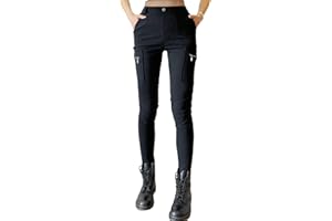 Nuofengkudu Skinny Pantalon Cargo Femme Zippés Poches Elastique Taille Haute Stretch Coupe Slim Pull on Travail Legging