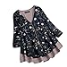 Produktbild Mymyguoe Frauen Bluse Geschichtet Floral Print Patchwork Vintage Pullover leicht Spitzen Tops zu verbinden Herbst Winter warme Lose Tunika Top Oversized T-Shirt Sweatshirt
