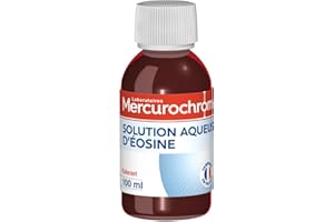 MERCUROCHROME - Solution Aqueuse d'éosine - 100 mL - Peut être utilisée comme Colorant - A utiliser diluée dans une base cosmétique - Fabriqué en France