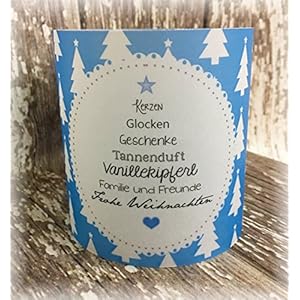 4er Set Tischlicht Tischlichter Weihnachten Weihnacht Advent Weihnachtszeit Tannenbaum Christbaum Deko Tischdeko Geschenk personalisierbar blau