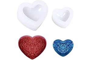 MaoNativey Herzförmige Silikonform, 2 Stück 3D Liebe Herzform Silikonform Geometrisches Herz Silikonform aus Epoxidharz für DIY hausgemachte Seifen