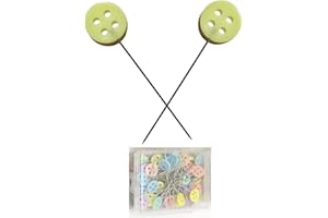 CLAMBER 300 Alfileres de Costura de Cabeza, Cabeza Mariposa, Flor,Pajarita y Boton. para Costura DIY y Artesanías. Opción Cojín Soporte para muñeca (1 COJÍN Soporte ALFILERES)… (Alfiler Botón 300 Ud)