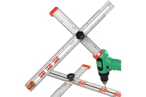 Tofelf 4-in-1 Bohrer Positionierungslineal,T Quadrat Lineal Bohrpositionierungslineal,T Quadrat Lineal 60 Cm Hochpräzises Winkellineal, Verstellbarer Winkel Gleitendes T Quadrat Messlineal