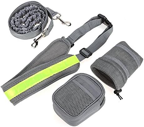 Rechel Dog Leash,Hands Free Dog Leash, Reflective Traction Kit Bungee Dog Leash with Pouch and Waist Bags for Walking, Running Jogging