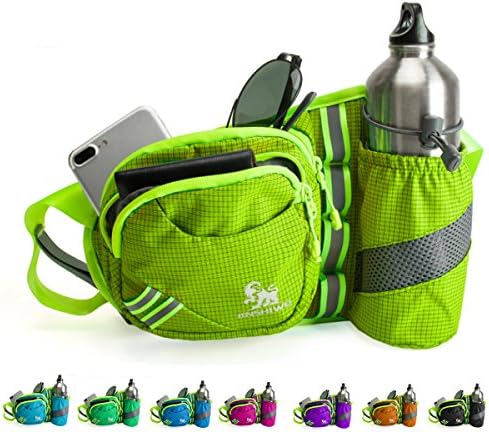 HONGXING Waist Pack Bum Bag Hip Pack Running Bag Waist Bag Running Belt Sack Water Resistant with Bottle (Not Included) Holder for Hiking Camping Dog Walking nylon fabric multicolored Green