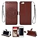 Produktbild Yobby Leder Brieftasche Hülle für iPhone 6, iPhone 6S Braun Handyhülle Geprägt Mandala Muster Schlank Premium PU Flipcase [Magnetverschluss] mit Kartenfach Handschlaufe Stand Schutzhülle