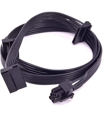 thumbnail interactive-video image 1 of Sea Sonic Modular Power Cable - 6pin To 4 Straight Angle SATA Connectors - Black 1 of 6