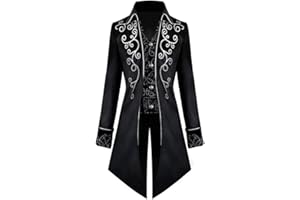 Emyzkc Chaqueta gótica Steampunk FRAC, Vintage Bordado Terciopelo Medio Abrigo Victoriano Esmoquin Disfraces de Halloween