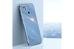 ATISIJIE Funda para Xiaomi Redmi 10A Carcasa, Frontera de Oro Carcasa, Moda Galvanoplastia Ultra Fina TPU Suave Flexible Case Anti-Choques y Anti- Arañazos Case Azul