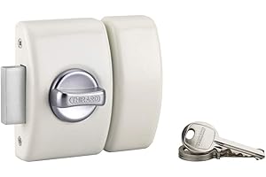 THIRARD - Verrou à Bouton Design 5 pour Porte d'Entrée - Cylindre Laiton 50 mm - Ø 23 mm - Acier Époxy Blanc - 3 Clés Plates Crantées - Hauteur 94 mm - Largeur 60 mm