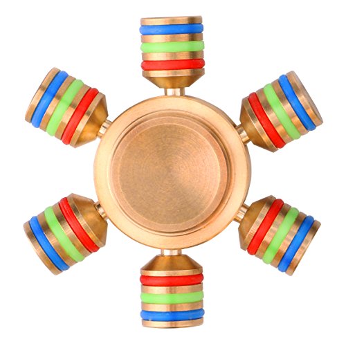 Hand Spinner, Anskp Brass Metal EDC Fidget Focus Toy - High Speed Stainless Steel Bearing 1-3 Min Spins Finger Spinner Perfect for ADD, ADHD, Anxiety, Autism and Boredom for Kids and Adults-Gold