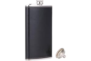 TOX TANEAXON TANEAXON Petaca de Piel con Embudo y caja de 350 ml, Acero Inoxidable y a Prueba de Fugas