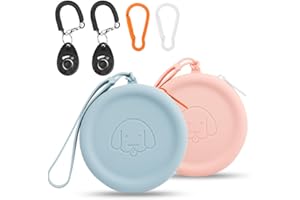FIDWALL Pochette en silicone pour friandises pour chien,lot de 2 sacs de marche pour chien et chat,format de poche,facile à nettoyer,sans odeur,fermeture éclair,sac de dressage(Bleu ciel & Rose clair)