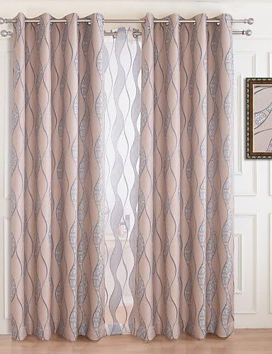 CLL/ (One Panel) Home Fashion Modern Polyester Linen Curve Geometry Jacquard Room Darkening Curtain , rod pocket-ash-colored