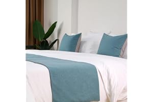 QRGMKL Nordeuropa Bettläufer und passende Kissen Moderner einfacher Bettläufer für das Fußende des Bettes Einfarbiger weicher Bettschalschutz für Schlafzimmer Hotel-Lake Blue||240X48cm for 1.8m Bed