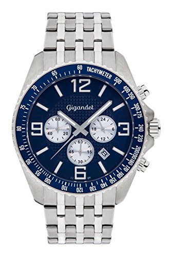 Gigandet Quarz Herren-Armbanduhr Fast Track Chronograph Uhr Datum Analog Edelstahlarmband Silber Blau G12-006 Gigandet Quarz Herren-Armbanduhr Fast Track Chronograph Uhr Datum Analog Edelstahlarmband Silber Blau G12-006