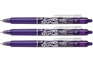 Pilot FriXion Clicker 0.7mm Tip Erasable Ink Gel Pen Tattoo Design Violet Ink - Set of 3 - Supplied Loose
