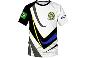 YuanDiann 2024 America Football Cup T Shirts Brazil Fans Cheer On Sport Casual Mens Womens Kids National Flag Printing Crew Neck Short Sleeve Quick Dry Breathable Tee Shirt