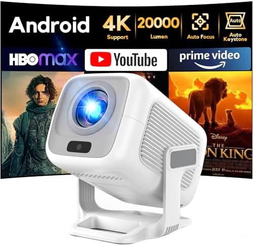 [Apps integrate & Auto Focus] AKIYO O4 Proiettore 4K con WiFi 6 Bluetooth 5.2, 1080P Nativo Proiettore Portatile Auto Keystone Rotabile 120°,per HDMI/USB/Smartphone