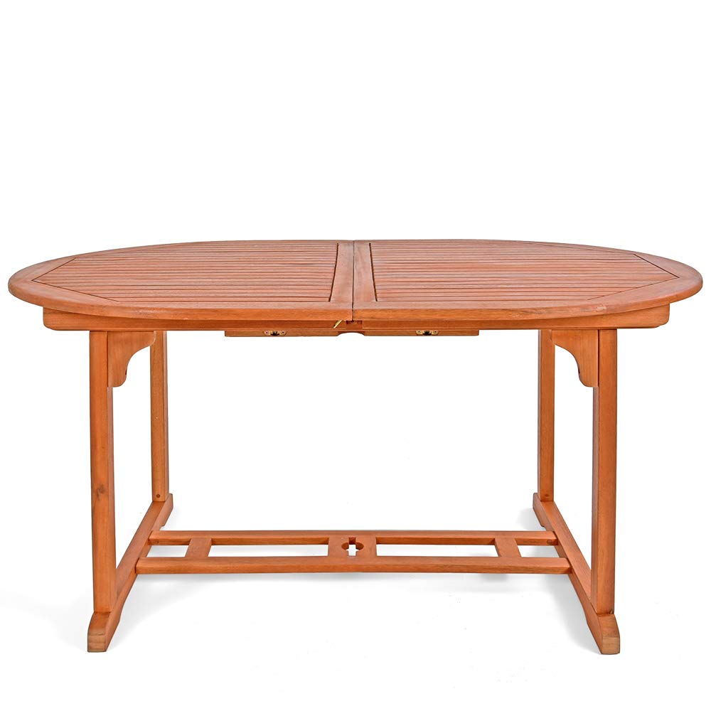 Casaria Gartentisch Ausziehbar Wetterfest Klappbar 200x100x75cm Eukalyptus Holz FSC® Sonnenschirmhalterung Garten Balkon Terrasse Veranda Tisch Braun – Bild 7