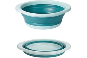 ASFINS spülschüssel, spülschüssel faltbar, multifunktionale, mittelgroße, Faltbare, runde Spülschüssel, tragbare, platzsparende, Faltbare Schüssel zum Waschen von Gemüse, Geschirr, Unterwäsche (Blau)