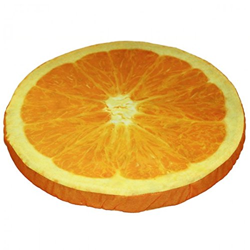 Sitzkissen Kissen Frucht Früchte Optik Melone Orange Limette Ananas Kiwi Drachenfrucht, Variante:Orange