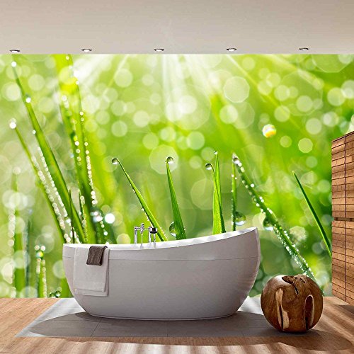 Vlies Fototapete PREMIUM PLUS Wand Foto Tapete Wand Bild Vliestapete – Blumen Blüte Natur – no. 199 Natur Gras Wiese Halm Sonne, Größe:350x245cm Vlies - 7
