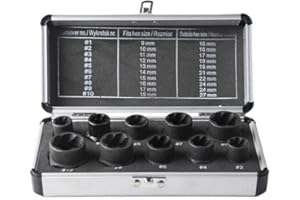 LSDZHK 10 PCS Nut Remover Impact Nut Extractor Set, Bolt Extractor Socket Wrenches Tool for Removing Damaged, Rusted, Rounded-Off Bolts, Nuts & Screws (One Size 10PCS Long), Black, (LSDZHK-JGG1098)