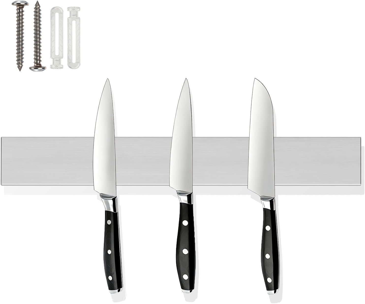 30cm Barra Magnética para Cuchillos Acero Inoxidable, Soporte Iman Cuchillos Cocina, Portacuchillas Magnético, Soporte Magnético Cuchillos con Autoadhesivo, Iman Cuchillos Pared para Espátulas Tijeras