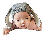 ❤ Material: lanas Gorras para bebé, Dragon868 Crochet de punto de conejo oreja invierno caliente gorras para bebé (Gris)