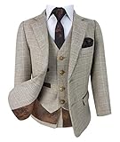 Este es un traje de tweed premium de tres piezas que se presenta en tallas para hombres y niños. Hecho de un tejido de primera calidad que tiene un aspecto retro de Peaky Blinder. Perfecto para todas las ocasiones formales, y también disponible en 3 grandes colores de tendencia