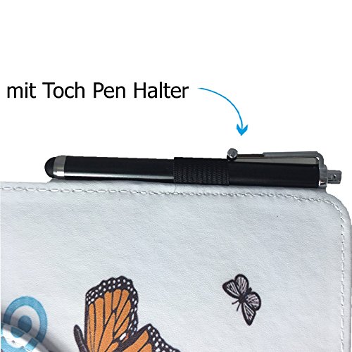 Odys Rise 10 Quad Core / 25,5 cm / 10.1 “ / Multimedia Tablet Pc Tasche + Stylus Touch Pen – 10 Zoll Schmetterling 360° - 7