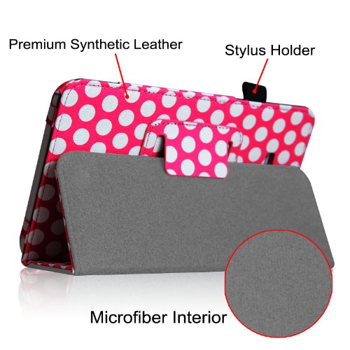 [Eckenschutz] Fintie Samsung Galaxy Tab 3 7.0 Lite T110 T111 T113 T116 Hülle Case – Slim Fit Folio Bookstyle Kunstleder Schutzhülle Cover Tasche mit Ständerfunktion für Tab 3 Lite 7.0 Zoll Tablet, Punktmuster - 6