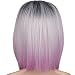 Emmet Short Bob Wig 12" Shoulder Length Soft Silk Synthetic Kanekalon Dark Roots Ombre Color Women’s Wigs 188g/Piece with Free Wig Cap & Free Wig Stand Holder (Black & Silver Gray & Light Purple)