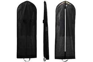 HIMRY - 5 Sacchetti per Abiti Traspiranti, Pieghevoli, Circa KXB107-2 Tasche per Accessori, per Vestiti da Sera, Cappotti, Chiusura Lampo, 5 Pezzi, Colore: Nero, 5 Pezzi