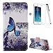 Produktbild Tebeyy Handy-Case / Flipcover für Apple iPhone SE, iPhone 5S und iPhone 5, aus Kunstleder mit Magnetverschluss und Kartenschlitzen, Motiv: Blumen-Tier-Cartoon, inkl. Displayschutzfolie & Stylus Pen, blau mit schmetterlingen, Apple iPhone SE/5S/5