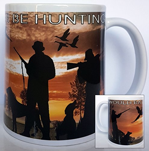 KAZMUGZ Hunting Mug, I Would Rather Be Hunting. Ceramic Pheasant Shooting Mug and Duck Shooting Mug. Hunting Gift 11oz Ceramic Mug