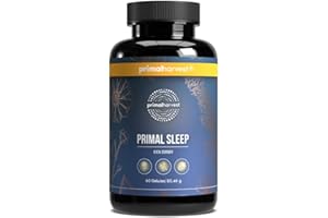 Primal Harvest® Capsules Bien Dormir (60 pcs) - Alliance naturelle d'apigénine, L-tryptophane, camomille et valériane - Infusion d'herbes - Mélatonine et Melotime™ - Conçu en Allemagne