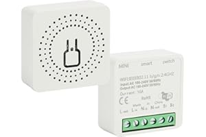 SELURK Interruttore Luce WiFi Intelligente 16A Compatibile con Alexa e Google, Mini Interruttore Smart Tuya Smart Life, Controllo Vocale e APP, Timer, Controllo Remoto Multiutente,Neutro Necessario