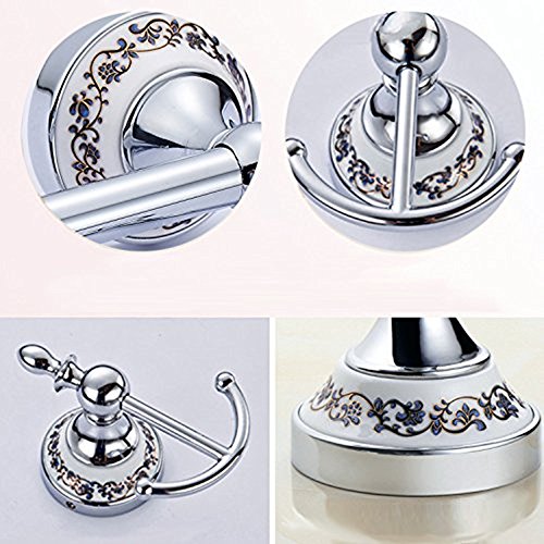 L&HM Kleiderhaken Bad Handtuchhaken Kabine Porch Haken Haken Hut Racks Europäischen Stil Edelstahl und Keramik blau und weiß Porzellan - 3