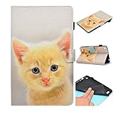 BONROY Amazon Fire 7 Magnetic Cover, Pattern Thin Slim PU Leather Stand Credit Card Slots Holder Tablet Cases - Cute cat